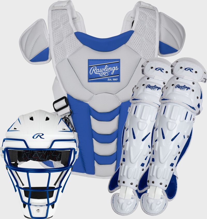 catcher gear rawlings Rawlings Velo 2.0 Fastpitch Catcher's Set Navy/White Medium