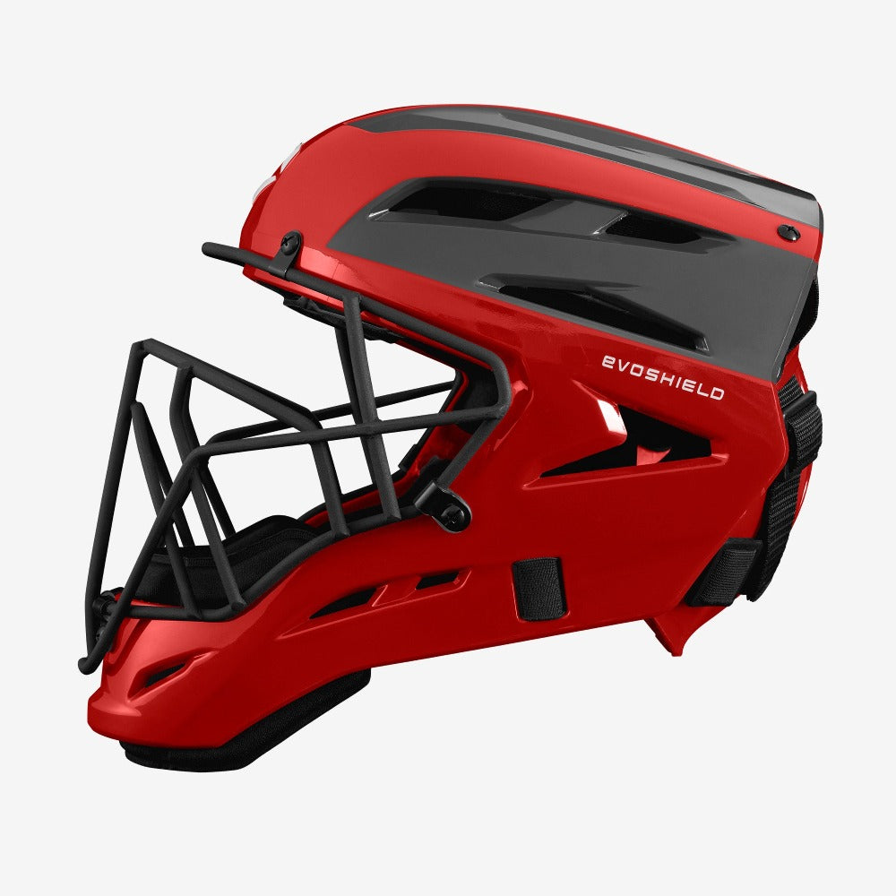 can.a football.helmet visor.fit a catchers.helmet EvoShield Pro-SRZ Catcher's Helmet Scarlet Small