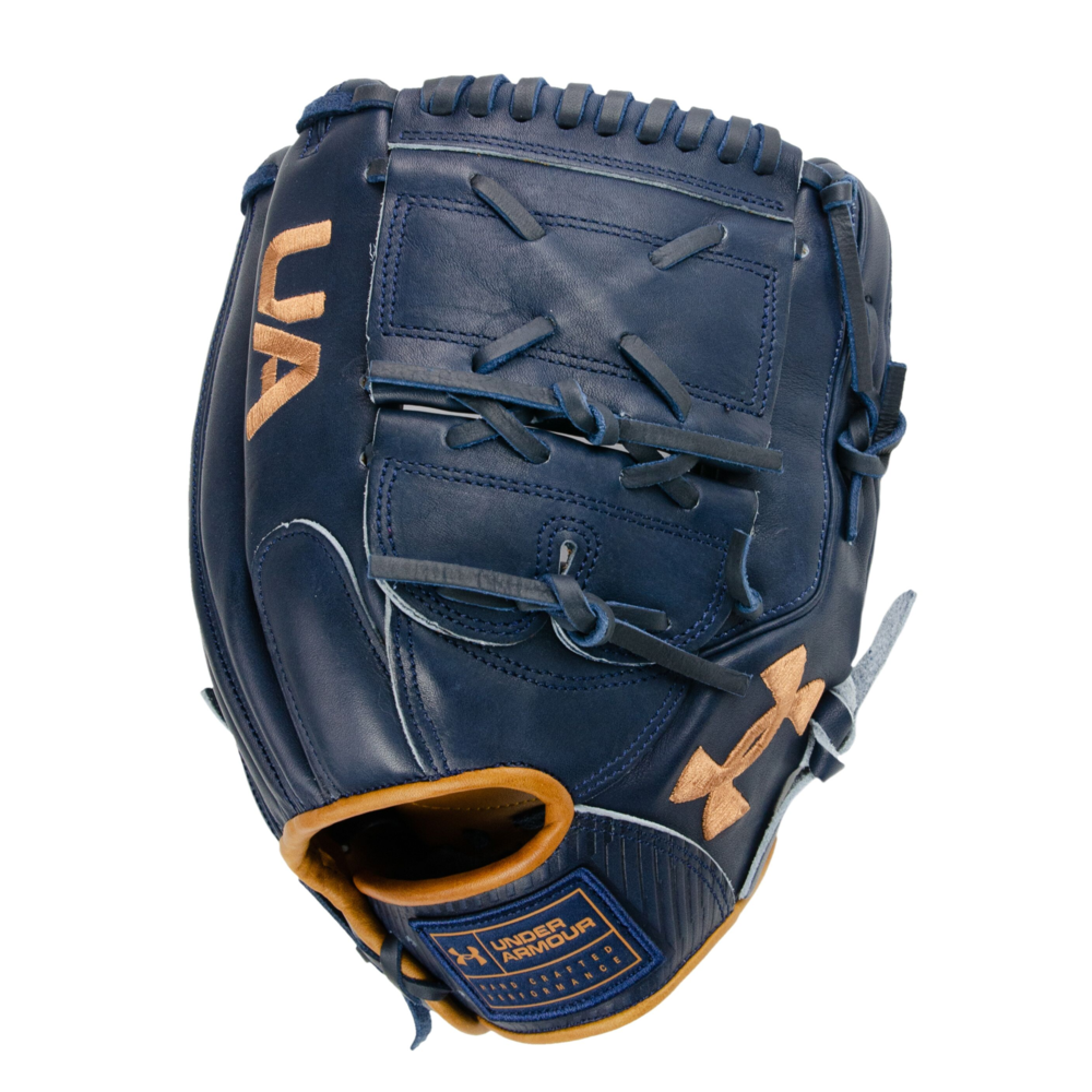 Navy blue under armour top batting gloves